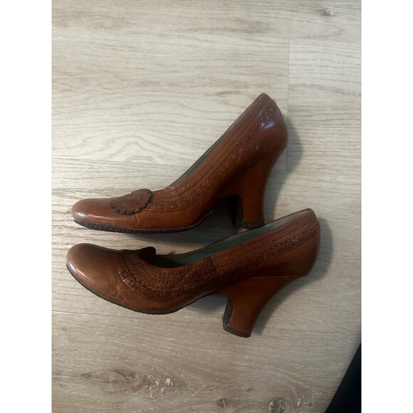 Biviel brown leather wedge heels size 9 round toe - Picture 4 of 7